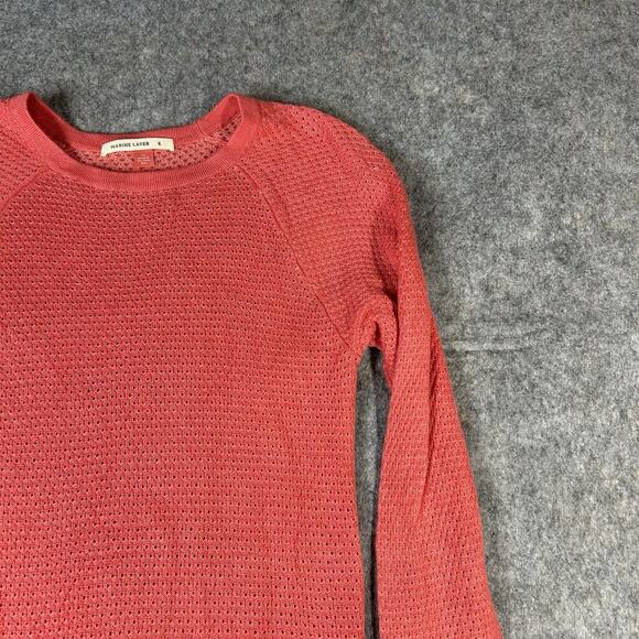 Marine Layer Women's Small Coral Sofia Sweater Long Sleeve Pullover Open Knit - Picture 4 of 7